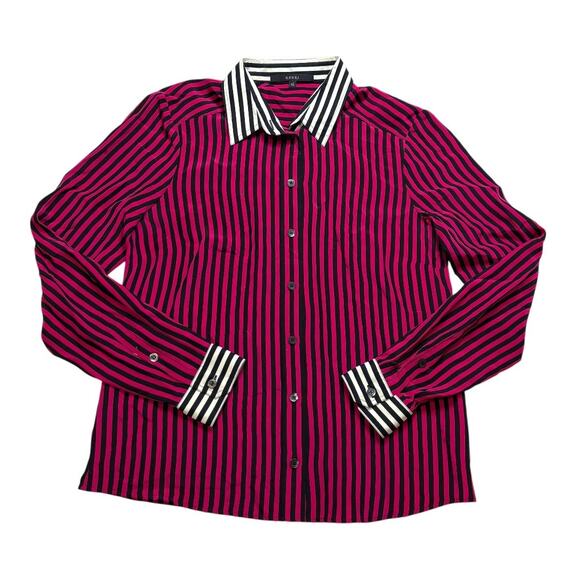 Vintage Gucci Silk Button Down Shirt - U.S. 6 - Pink/Black Stripe - Like New - Picture 1 of 15